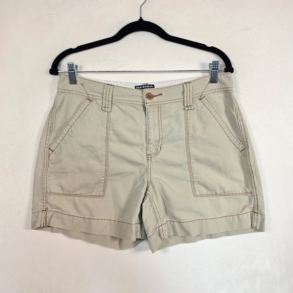 Polo Jeans Co Ralph Lauren Shorts Women's 6 Beige Utility Carpenter Y2K Casual